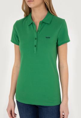 Kadın Yeşil Basic Polo Yaka Tişört - 50285846041