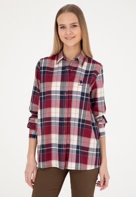 Kadın Bordo Uzun Kollu Gömlek - 50277624012