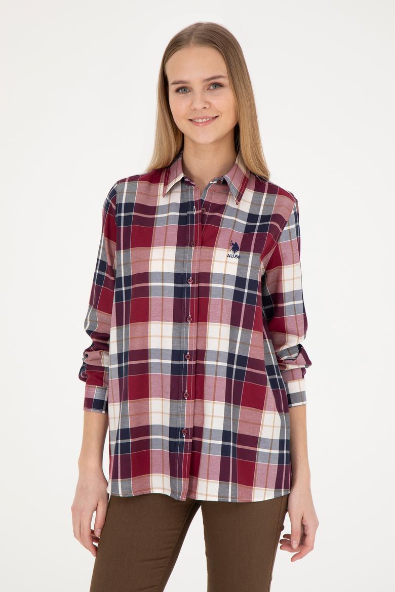 Kadın Bordo Uzun Kollu Gömlek - 50277624012