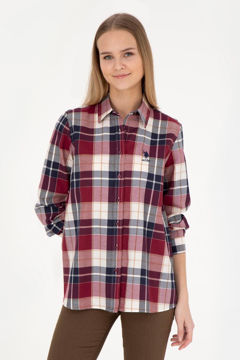 Kadın Bordo Uzun Kollu Gömlek