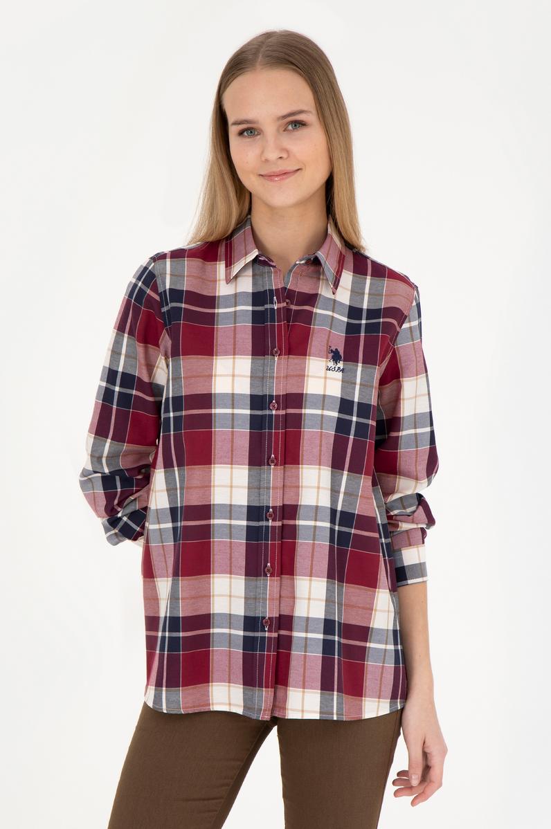 Kadın Bordo Uzun Kollu Gömlek