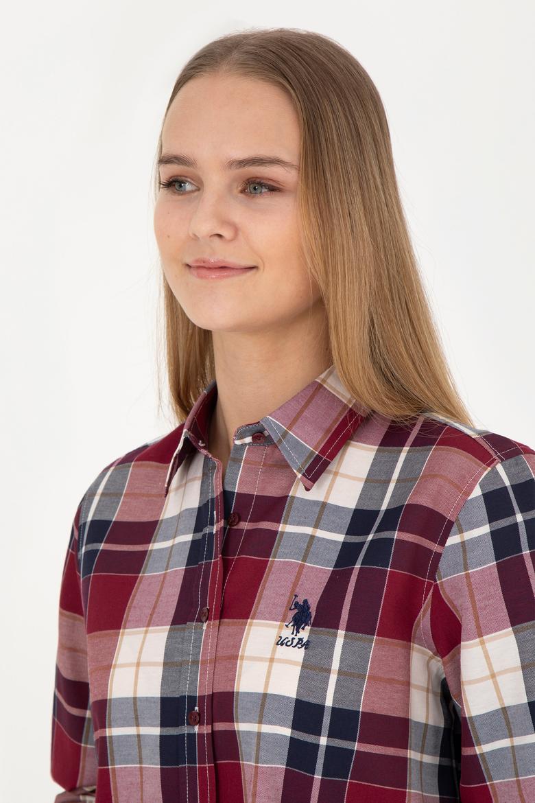 Kadın Bordo Uzun Kollu Gömlek - 50277624012