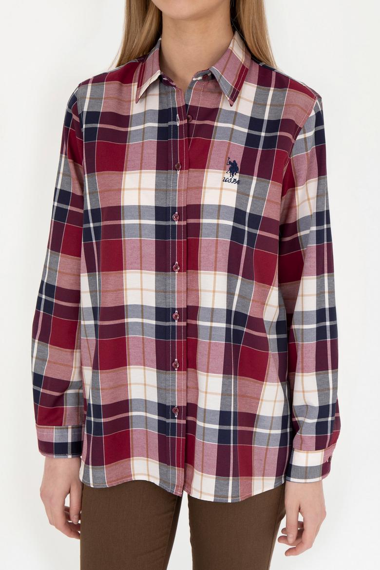 Kadın Bordo Uzun Kollu Gömlek - 50277624012