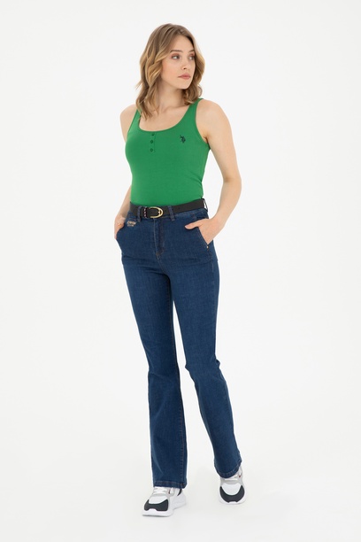 Kadın Mavi Slim Flare Fit Jean Pantolon