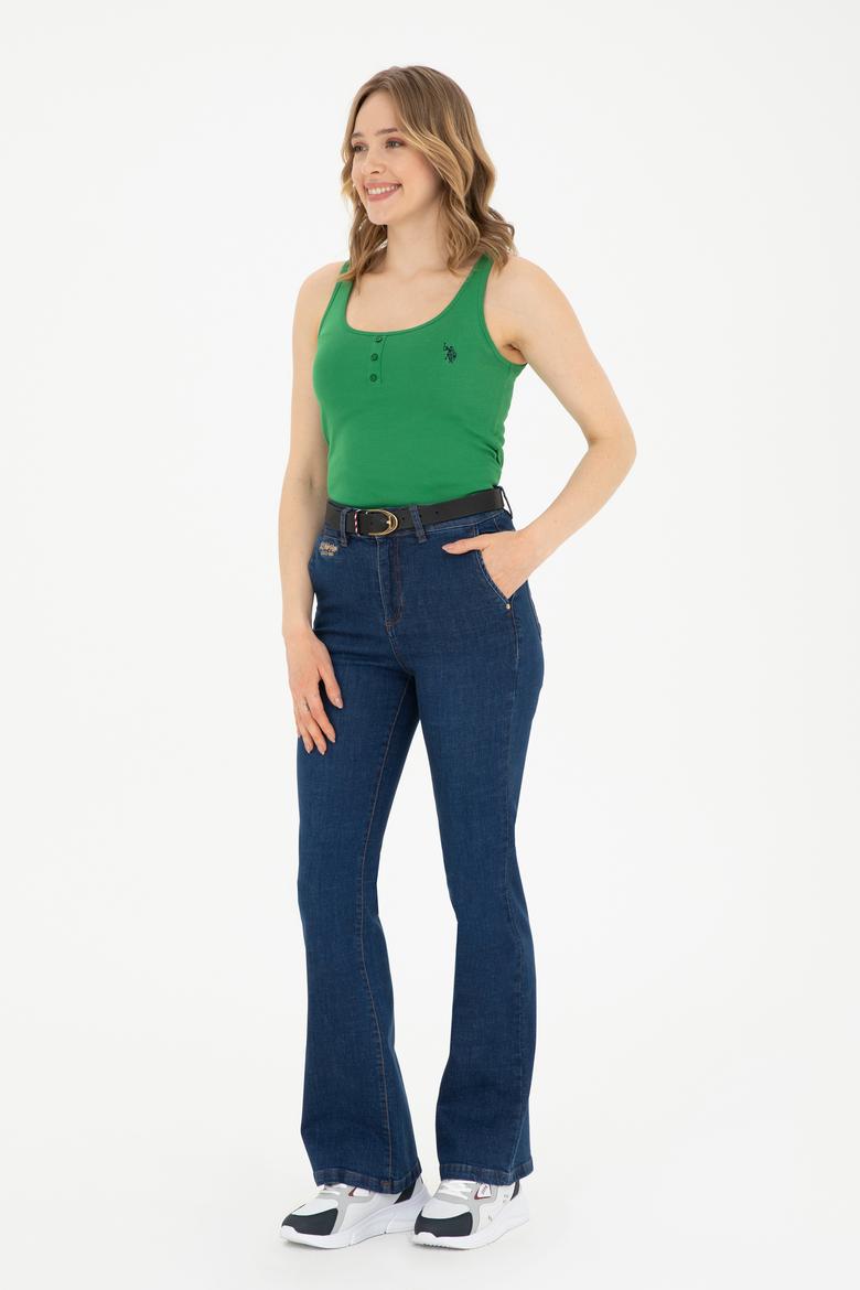 Kadın Mavi Slim Flare Fit Jean Pantolon