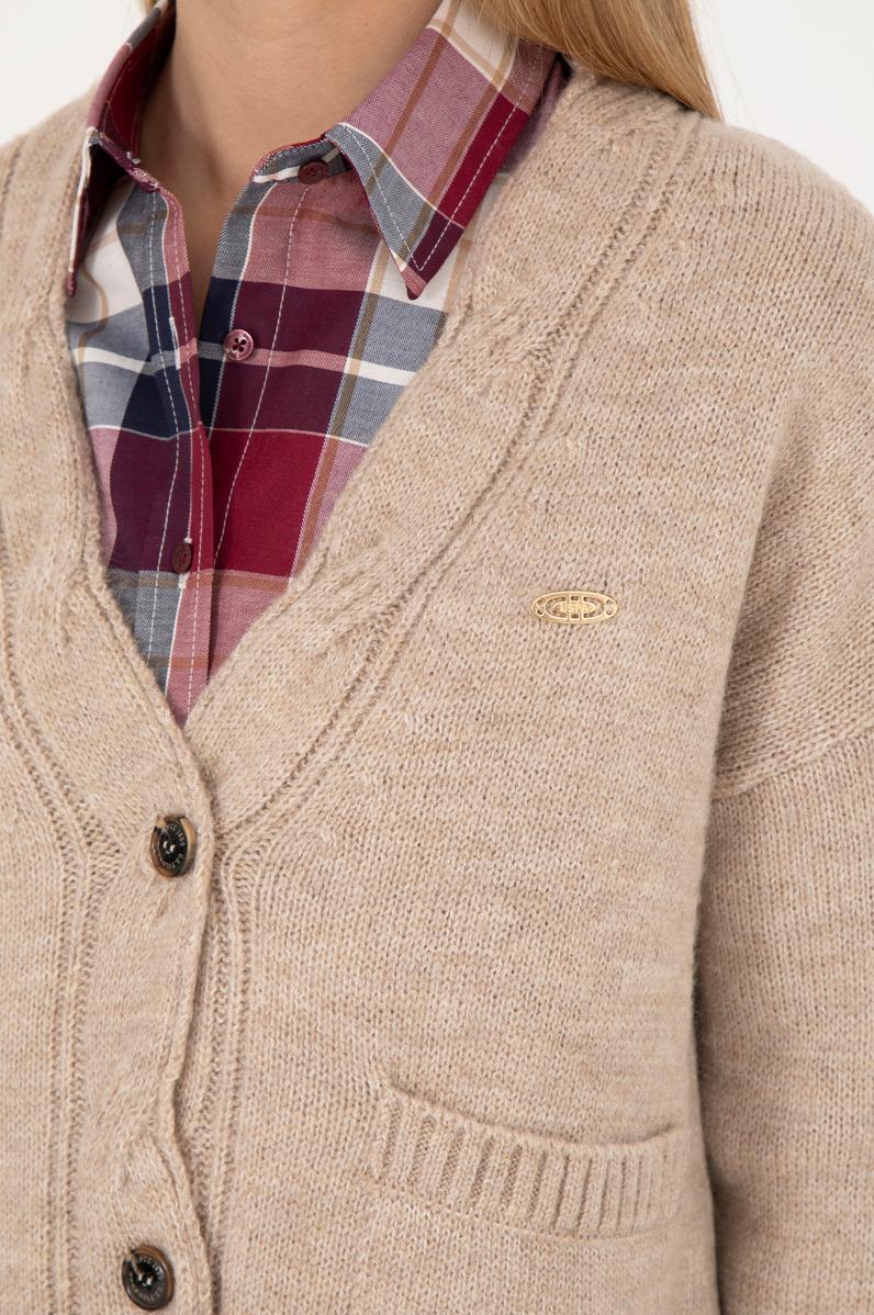 Kadın Taş Melanj Triko Hırka