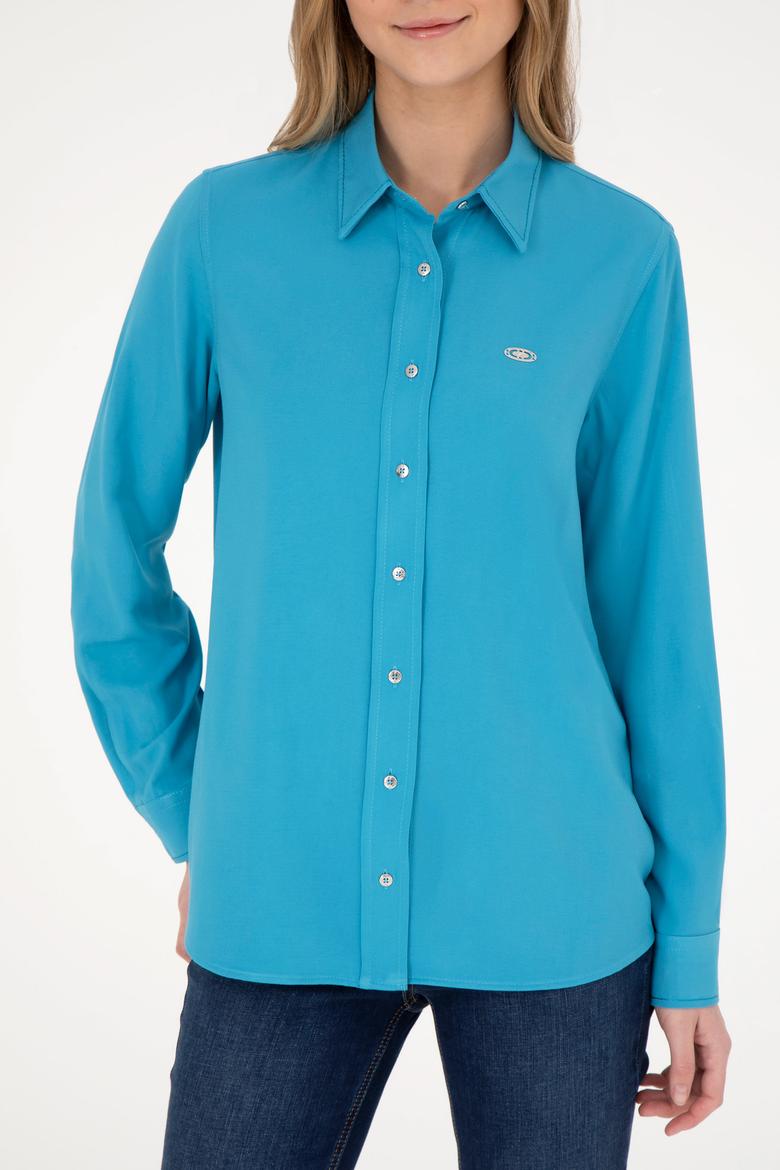 Kadın Mavi Uzun Kollu Gömlek - 50255305003