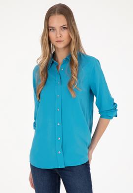 Kadın Mavi Uzun Kollu Gömlek - 50255305003