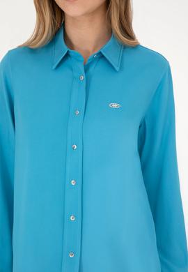 Kadın Mavi Uzun Kollu Gömlek - 50255305003