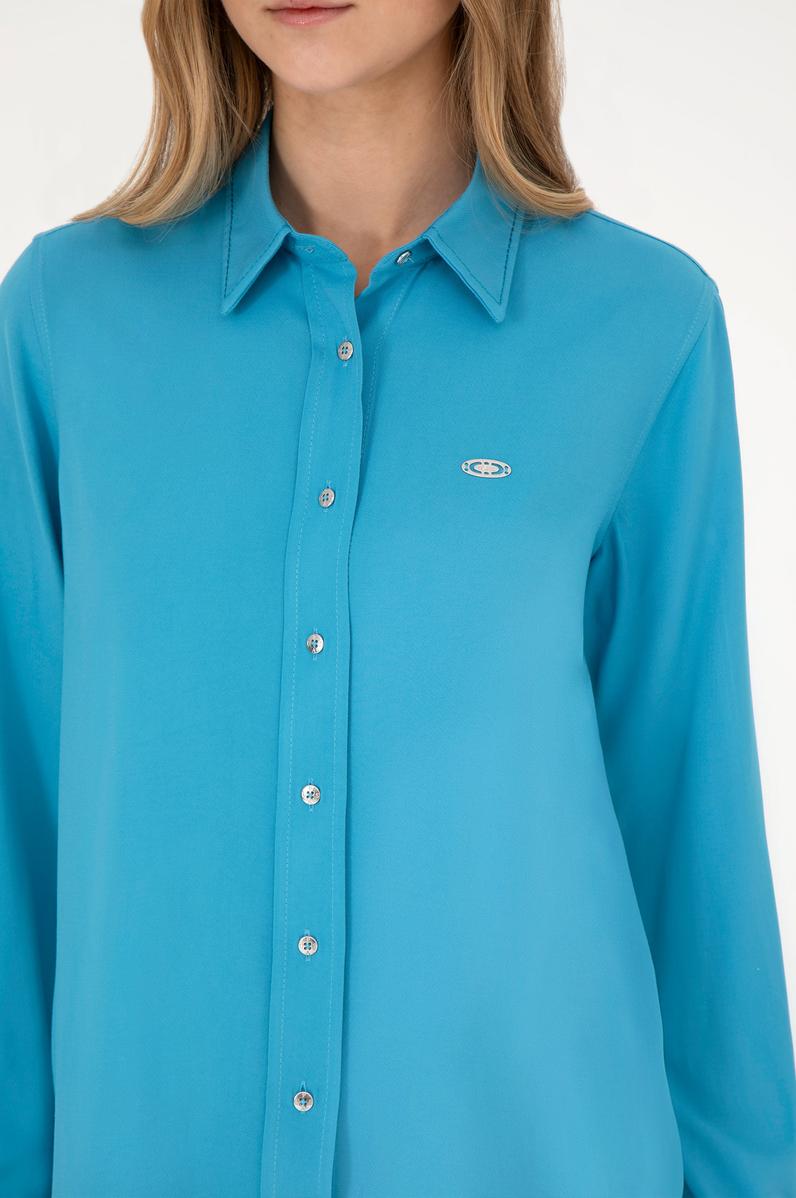 Kadın Mavi Uzun Kollu Gömlek