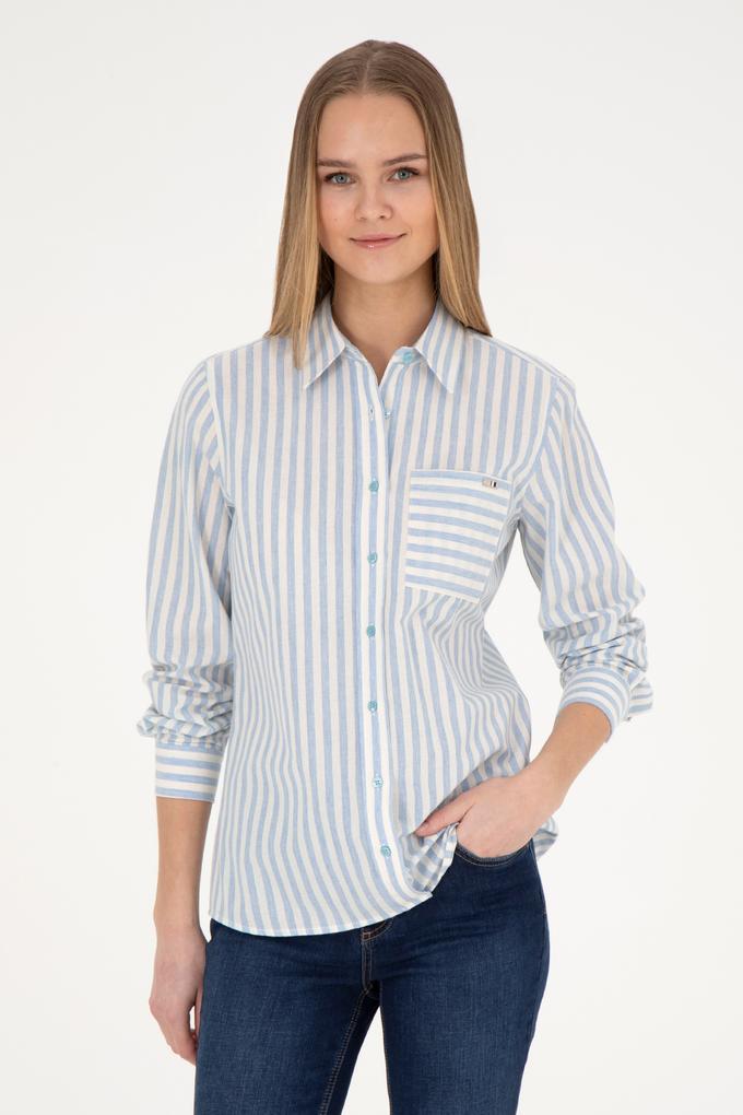 Kadın Mavi Uzun Kollu Gömlek