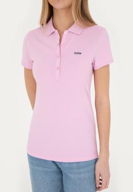 Kadın Pembe Basic Polo Yaka Tişört - 50285846024