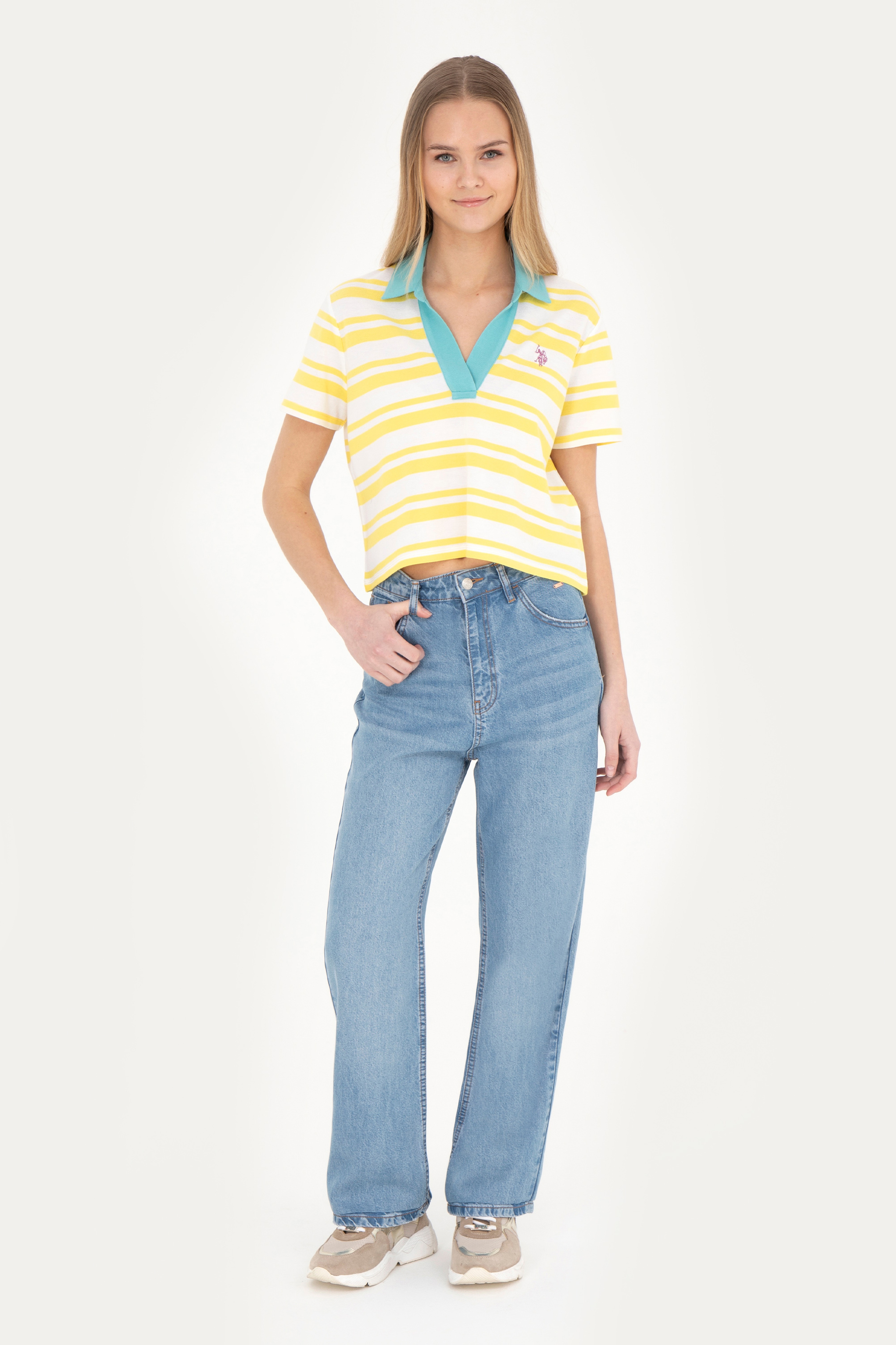 Kadın Açık Mavi Loose Fit Jean Pantolon - Image 3