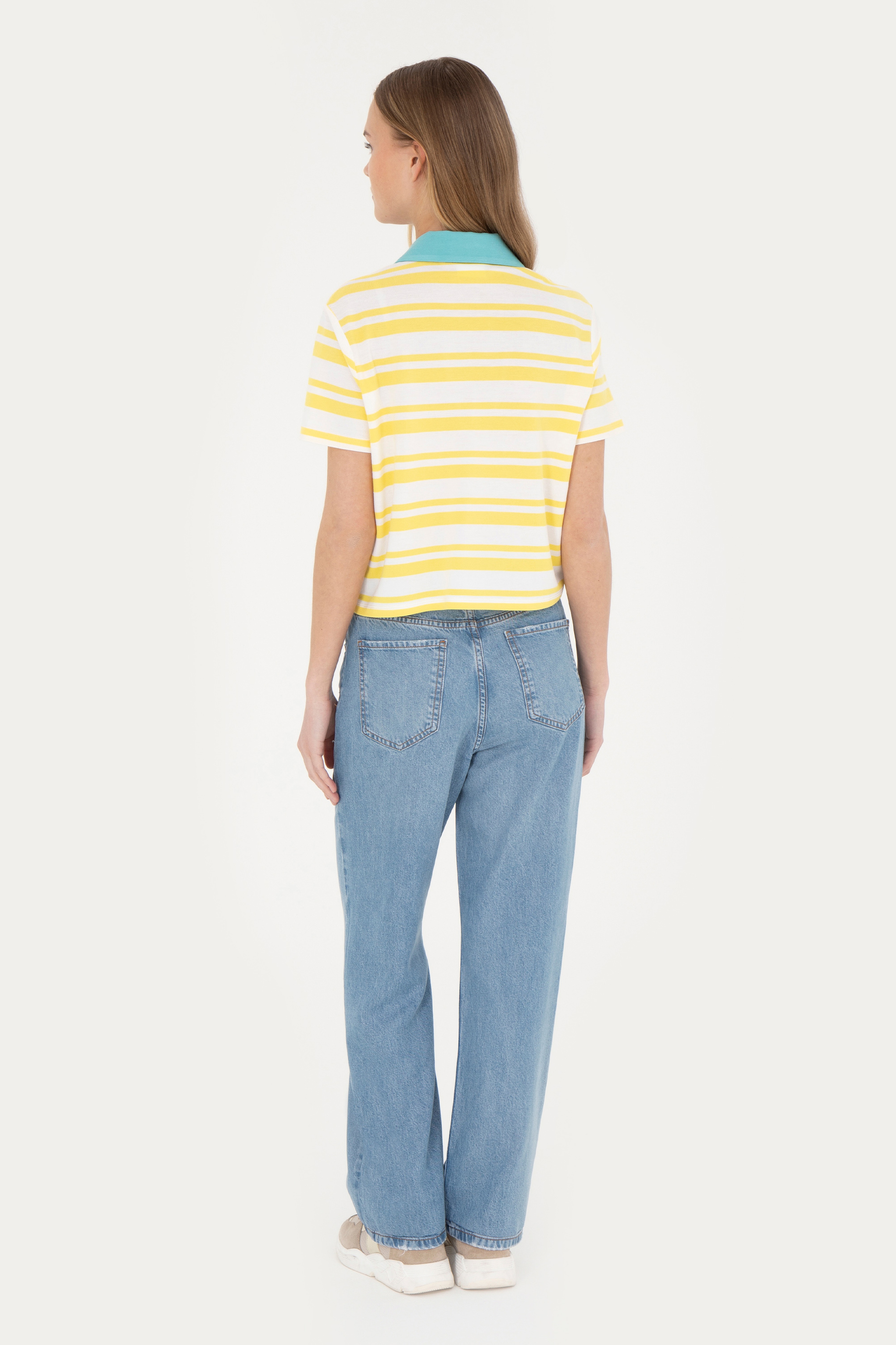 Kadın Açık Mavi Loose Fit Jean Pantolon - Image 4