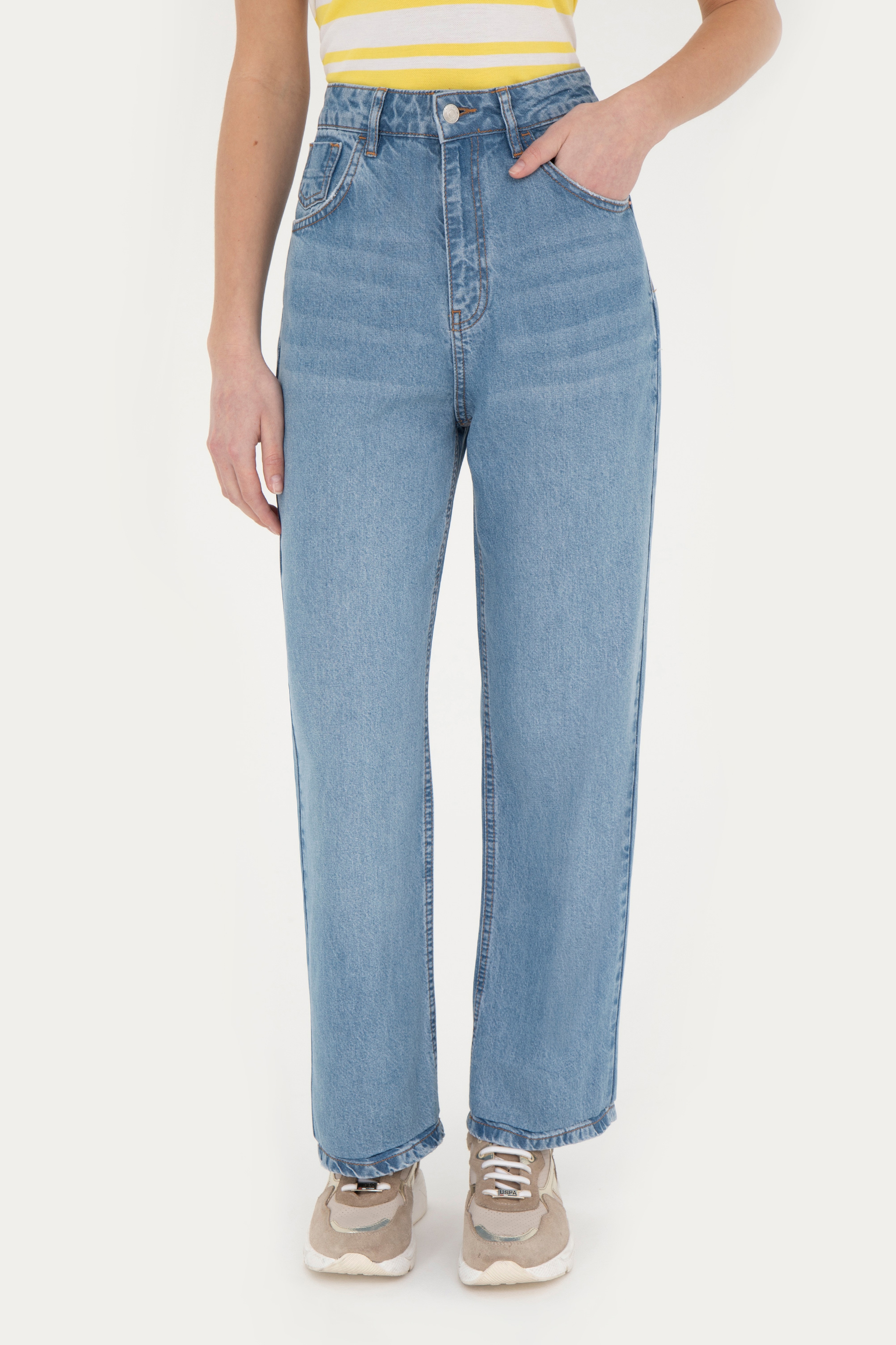 Kadın Açık Mavi Loose Fit Jean Pantolon - Image 2
