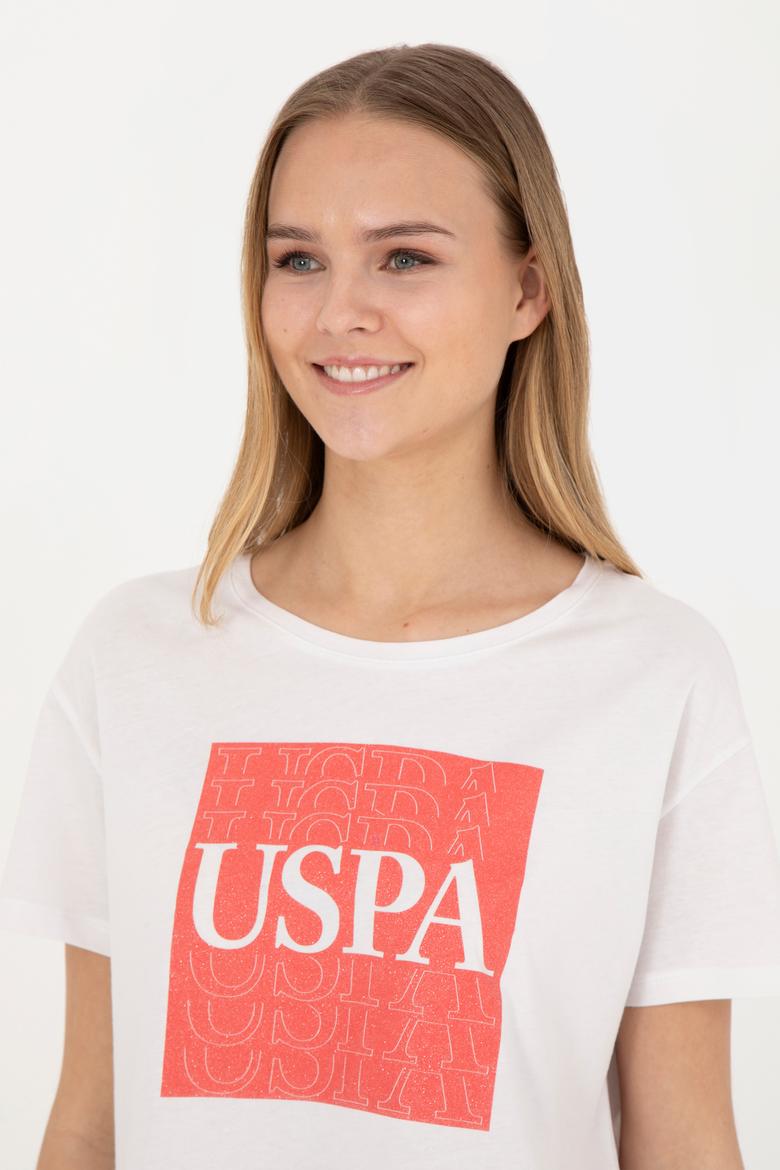 Kadın Ekru Bisiklet Yaka Tişört - 50282904004