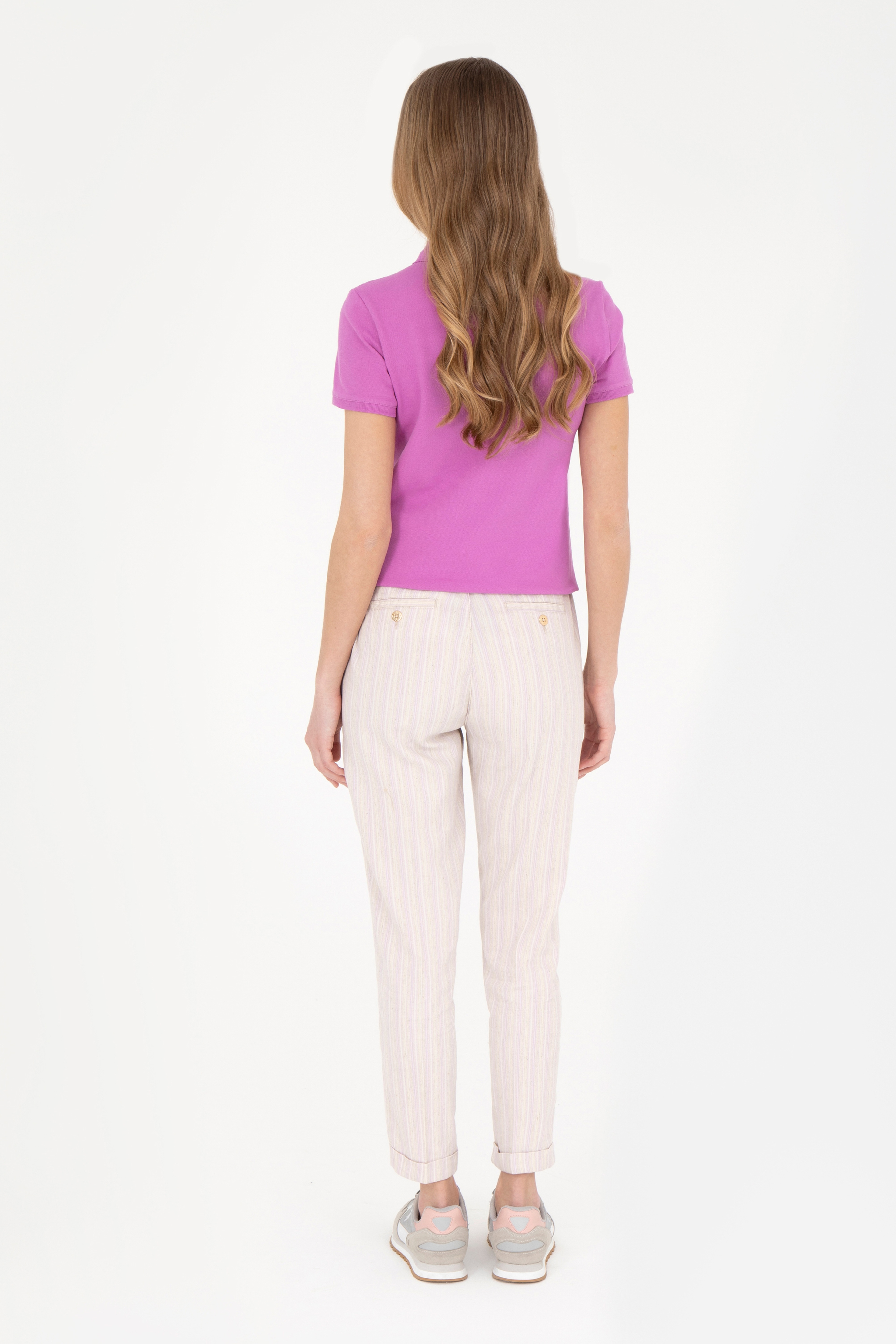 Kadın Lila Carrot Fit Kanvas Pantolon - Image 4