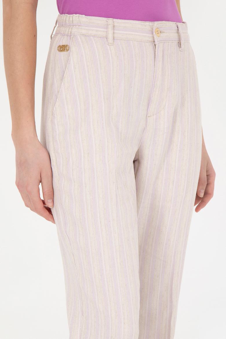 Kadın Lila Carrot Fit Kanvas Pantolon - 50281789012