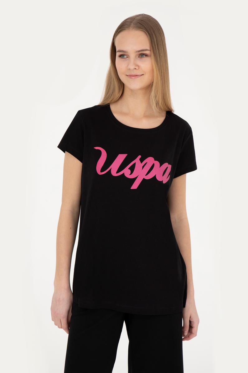 Kadın Siyah Bisiklet Yaka Tişört