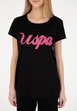 Kadın Siyah Bisiklet Yaka Tişört - 50265676020