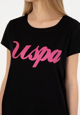 Kadın Siyah Bisiklet Yaka Tişört - 50265676020