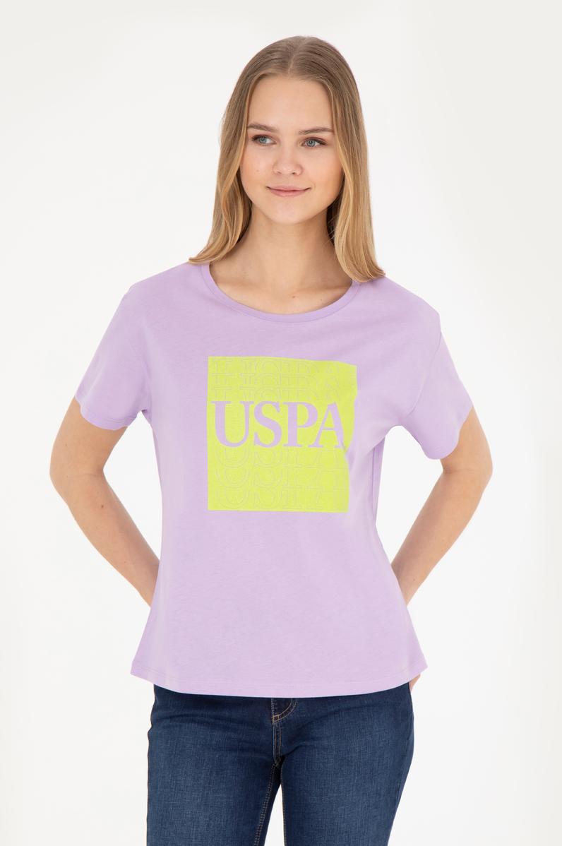 Kadın Lila Bisiklet Yaka Tişört