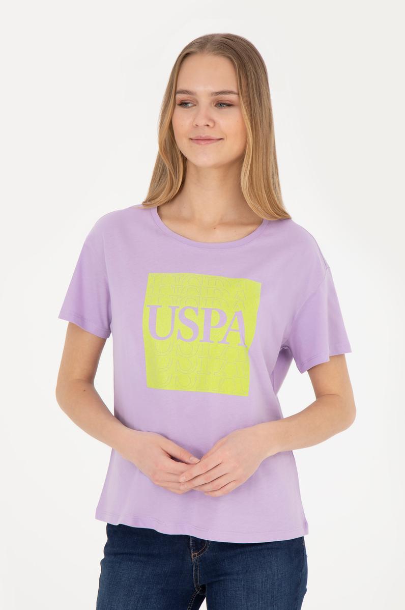 Kadın Lila Bisiklet Yaka Tişört