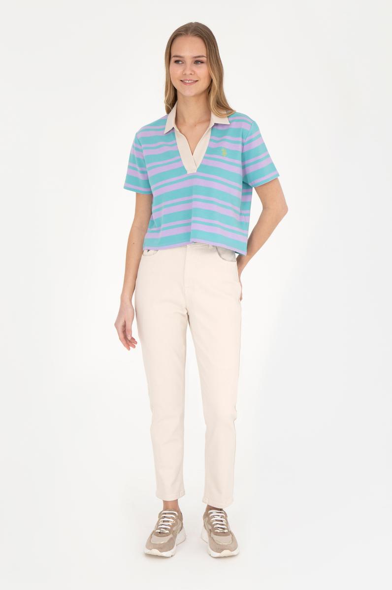 Kadın Bej Mom High Waist Fit Jean Pantolon