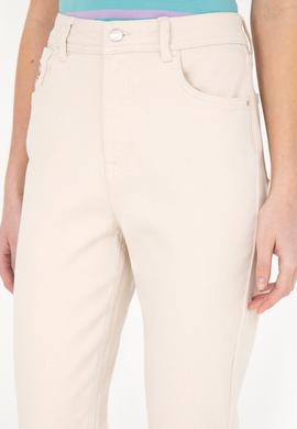 Kadın Bej Mom High Waist Fit Jean Pantolon - 50282869016