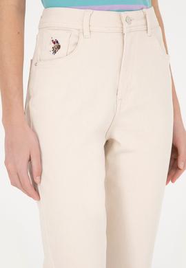 Kadın Bej Mom High Waist Fit Jean Pantolon - 50282869016