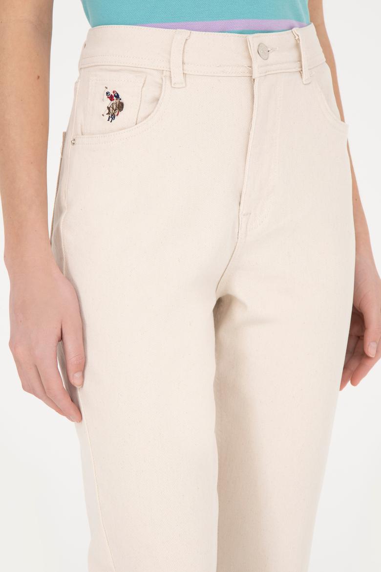 Kadın Bej Mom High Waist Fit Jean Pantolon - 50282869016