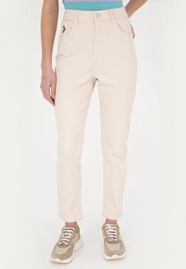 Kadın Bej Mom High Waist Fit Jean Pantolon - 50282869016