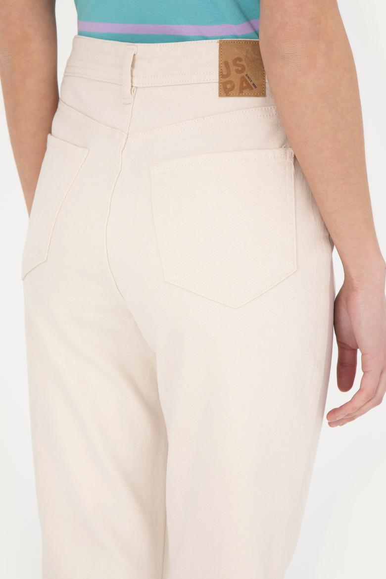 Kadın Bej Mom High Waist Fit Jean Pantolon - 50282869016