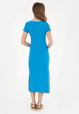 Kadın Saks Bisiklet Yaka Örme Elbise - 50285873014