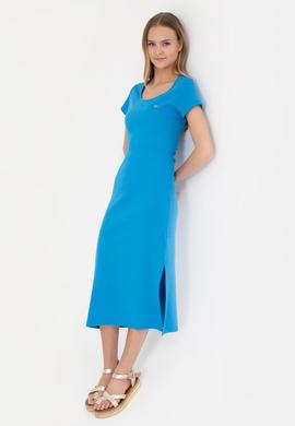 Kadın Saks Bisiklet Yaka Örme Elbise - 50285873014