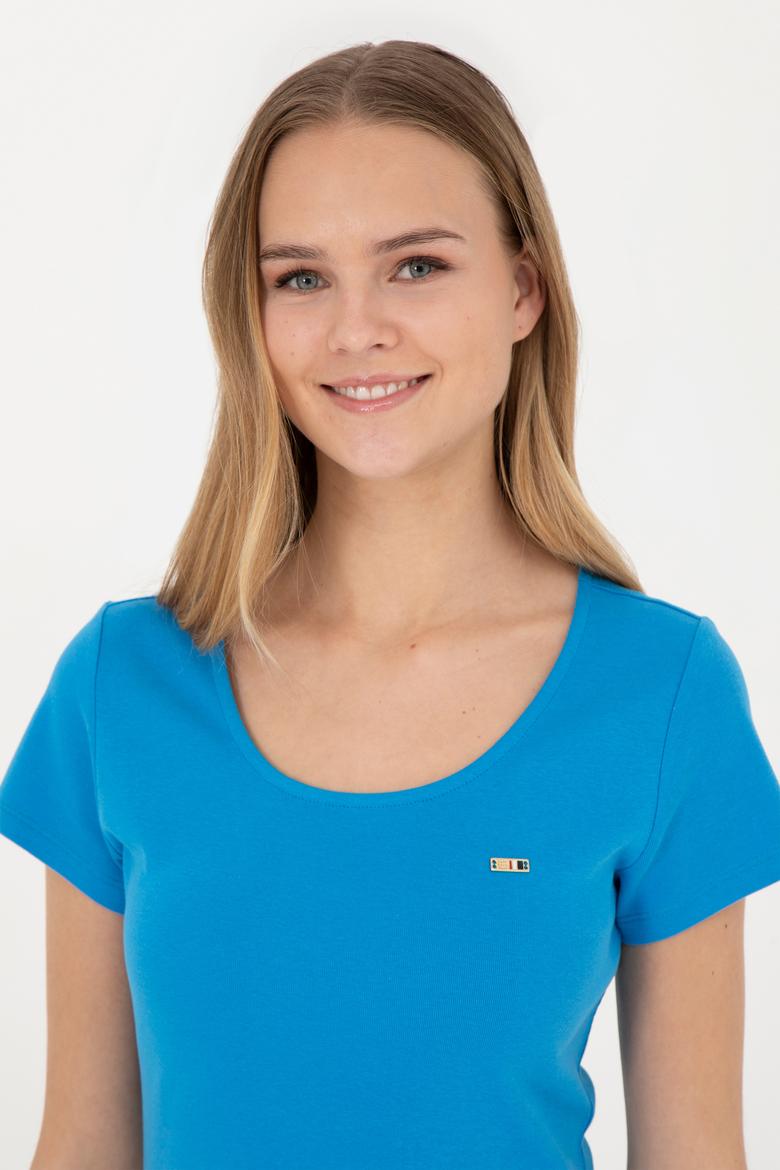 Kadın Saks Bisiklet Yaka Örme Elbise - 50285873014