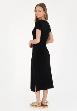 Kadın Siyah Bisiklet Yaka Örme Elbise - 50285873038