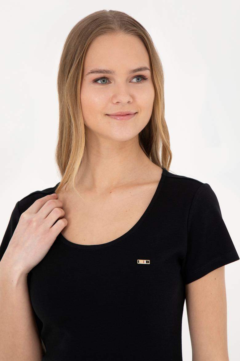 Kadın Siyah Bisiklet Yaka Örme Elbise - 50285873038