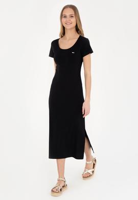 Kadın Siyah Bisiklet Yaka Örme Elbise - 50285873038