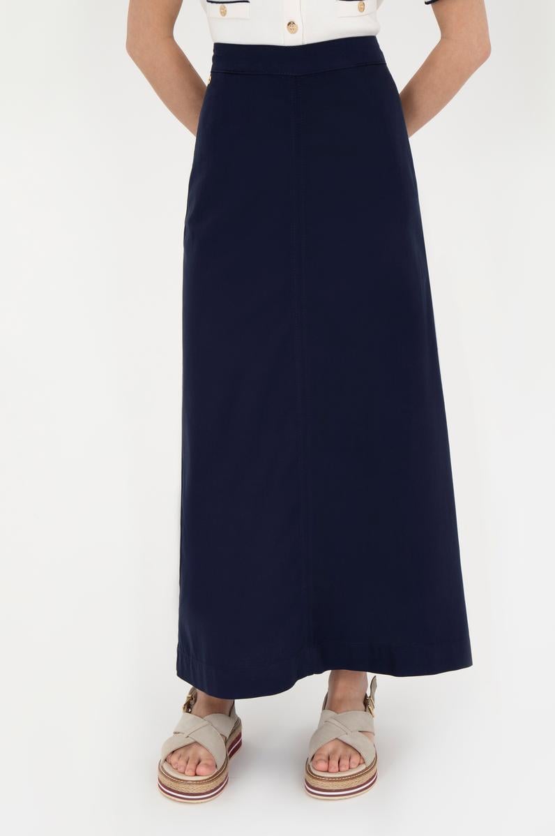 Kadın Lacivert Maxi Boy Dokuma Etek