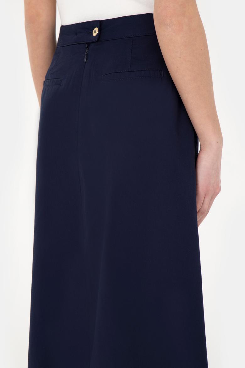 Kadın Lacivert Maxi Boy Dokuma Etek - 50282403002