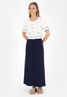 Kadın Lacivert Maxi Boy Dokuma Etek - 50282403002