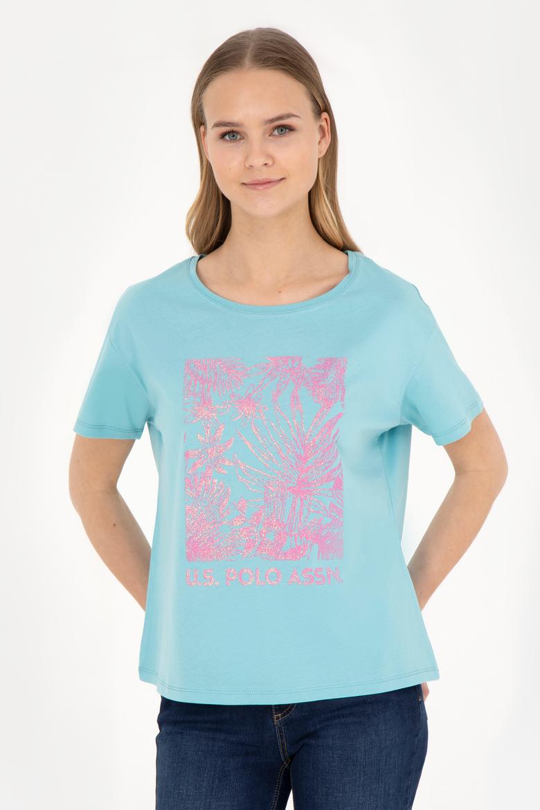 Kadın Mint Bisiklet Yaka Tişört - 50282901016