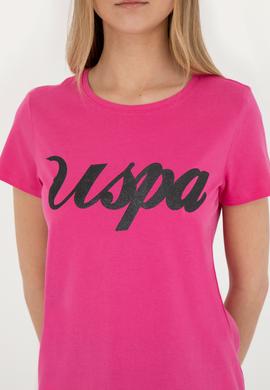 Kadın Fuşya Bisiklet Yaka Tişört - 50288687020