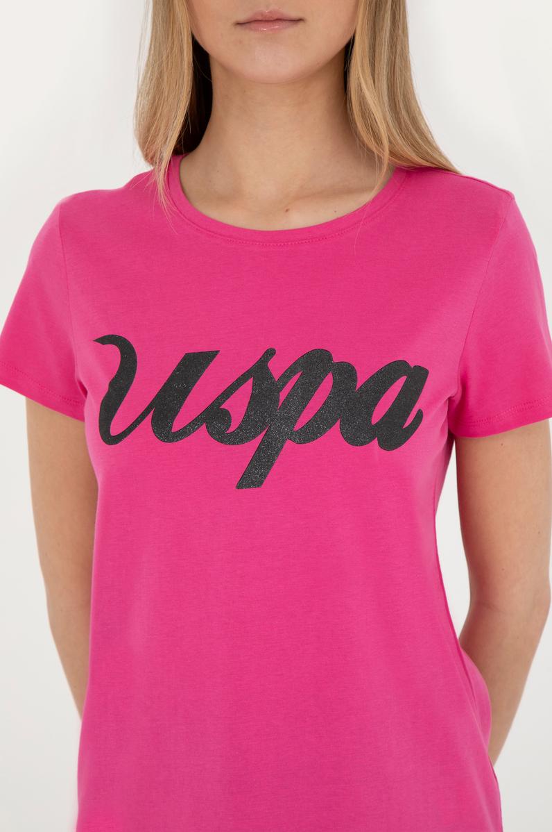 Kadın Fuşya Bisiklet Yaka Tişört