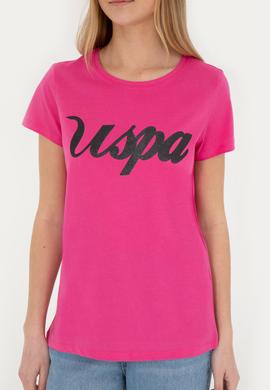 Kadın Fuşya Bisiklet Yaka Tişört - 50288687020