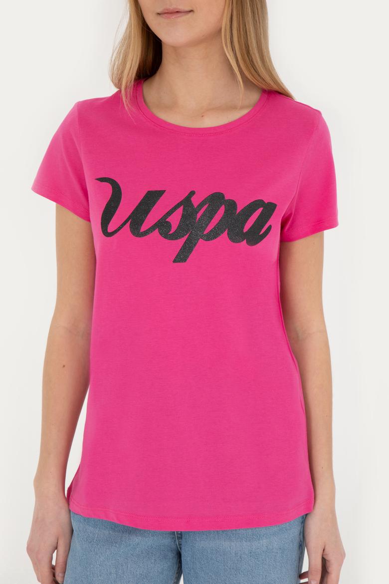 Kadın Fuşya Bisiklet Yaka Tişört - 50288687020