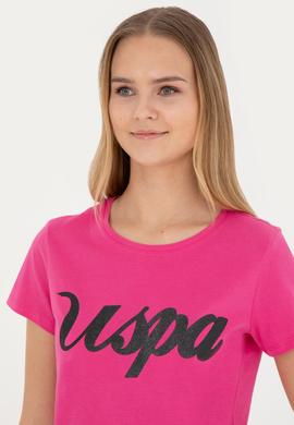 Kadın Fuşya Bisiklet Yaka Tişört - 50288687020