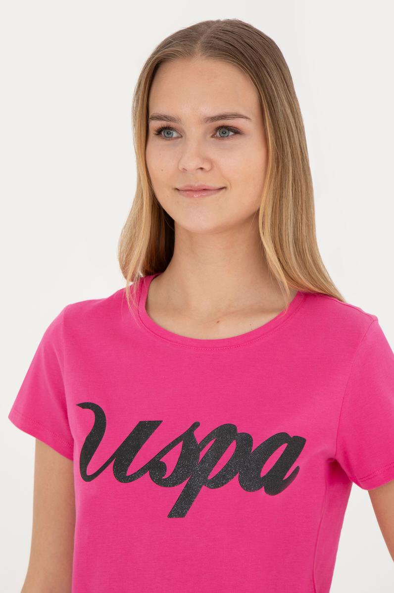 Kadın Fuşya Bisiklet Yaka Tişört
