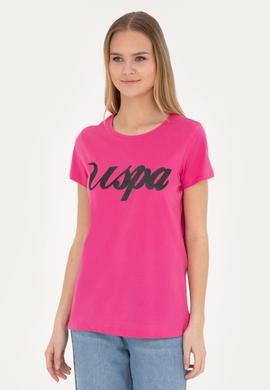 Kadın Fuşya Bisiklet Yaka Tişört - 50288687020